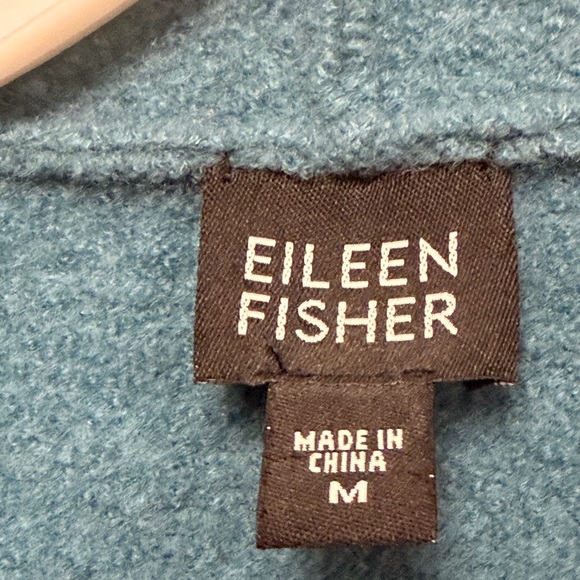 Eileen Fisher Teal Boiled Wool Jacket Cardigan Size M Minimalist - Picture 3 of 6